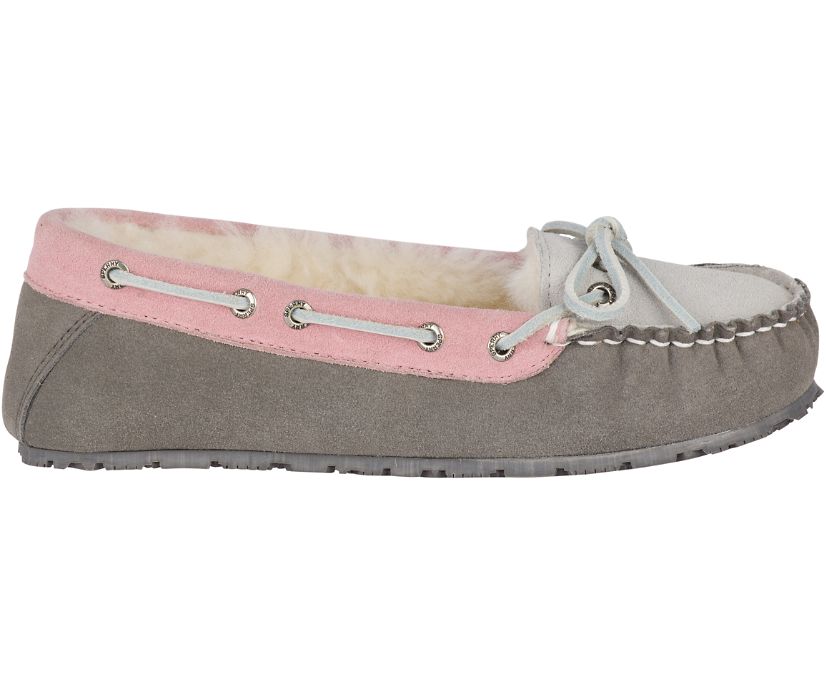 Sperry Shearling Slippers - Women's Slippers - Grey/Pink [MK6028519] Sperry Ireland